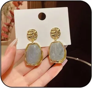 Vintage Amber Stud Earrings,Fashion Asymmetric Crystal Dangle Earrings Waterdrop Statement Earrings for Women
