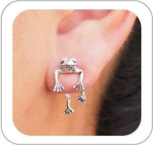 Vintage Silver Frog Stud Earrings 925 Sterling Silver Cute Frogs Shaped Earrings Frog Animal Earrings Ear Jewelry for Women