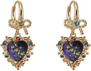 Vintage Sweet Bow Earrings - Geometric Heart-Shaped Dangle Earrings for Women - Stylish Women's Jewelry - M2964