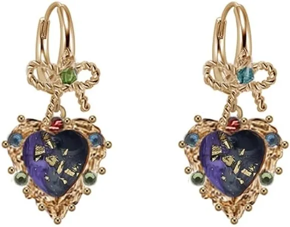 Vintage Sweet Bow Earrings - Geometric Heart-Shaped Dangle Earrings for Women - Stylish Women's Jewelry - M2964