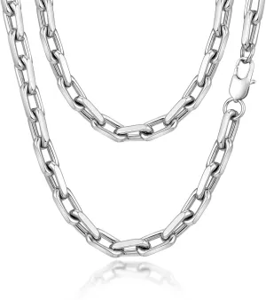 VNOX Silver Paperclip Necklace for Men, 7mm Solid Diamond-Cut Chunky Stainless Steel Anchor Link Chain Mens Necklaces Jewelry Gifts for Men Dad Boyferiend, 18/20/22/24 Inchs