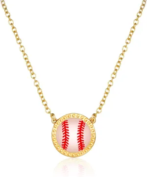 Volleyball/Softball/Soccer/Basketball/Football/Baseball/Pickleball Necklace for Women Girls, Mom Sports Pendant Necklaces Jewelry Game Day Team Gifts
