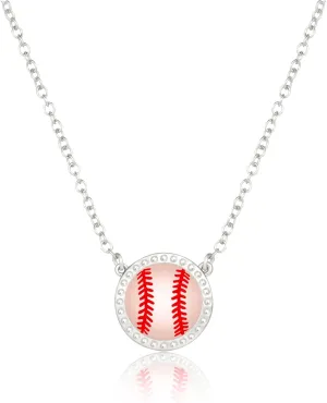 Volleyball/Softball/Soccer/Basketball/Football/Baseball/Pickleball Necklace for Women Girls, Mom Sports Pendant Necklaces Jewelry Game Day Team Gifts