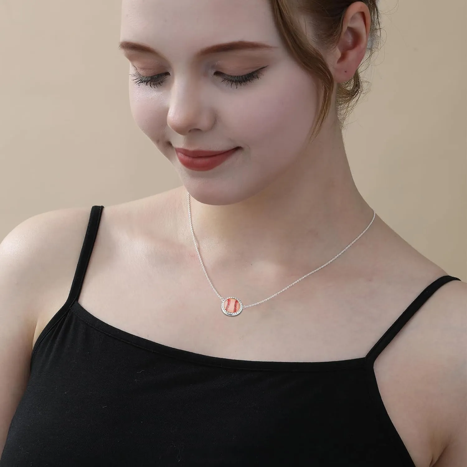 Volleyball/Softball/Soccer/Basketball/Football/Baseball/Pickleball Necklace for Women Girls, Mom Sports Pendant Necklaces Jewelry Game Day Team Gifts