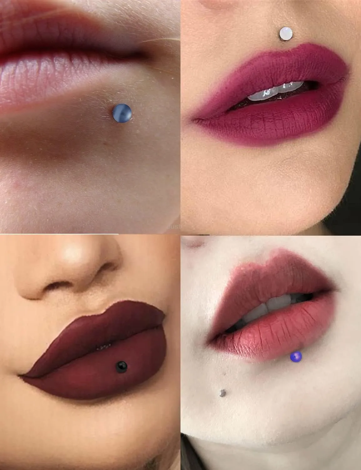 Vsnnsns 16G Lip Rings Stainless Steel Tragus Helix Conch Piercing Jewelry Snake Bite Piercing Monroe Lip Rings Labret Medusa Cartilage Lobe Earrings Studs Piercing Jewelry 6MM 8MM 10MM Silver 40PCS