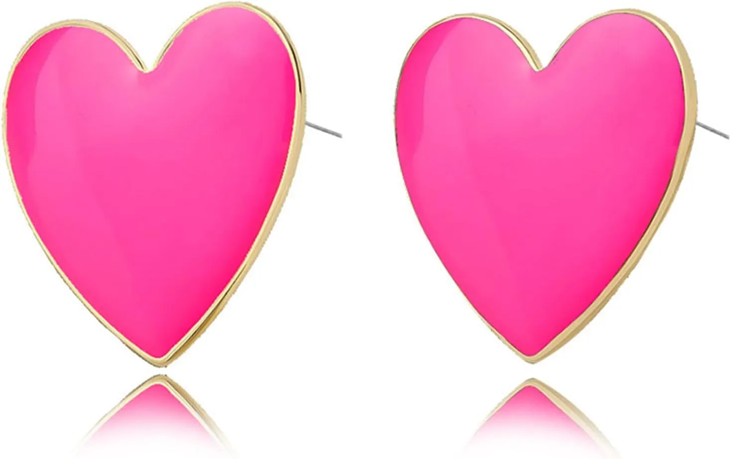 WCRAZYE Queen of Heart Earrings Cute Love Heart Studs Earrings for Women 14K Fun Minimalist Earrings Red Heart Statement Earrings