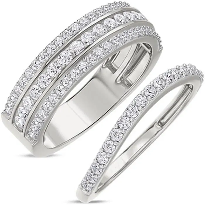 Wedding Ring Set Trio Rings His Hers Couples Rings S925 10K 14K 18K Gold 3/4 CT Moissanite Engagement Rings Sets for Women Bridal Sets & Men's Wedding Band Free Engraved