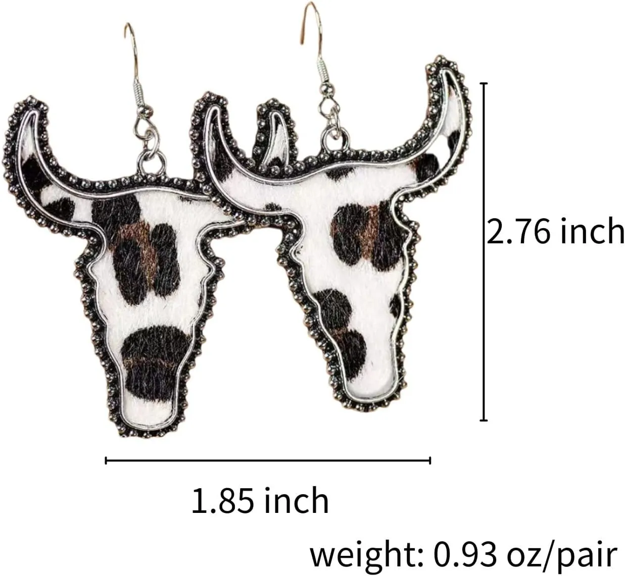 Western Cowgirl Earrings Cow Cattle Head Leather Dangle Earrings Bohemian Vintage Handmade Turquoise Animal Print Earrings