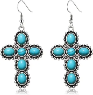 Western Jewelry for Women Boho Vintage Turquoise Earrings Ethnic Dangle Earring Cowgirl Boho Earring