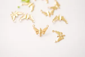Wholesale Gold Filled Butterfly Charm | 14k GF Butterfly Connector Link Charm Pendant permanent jewelry Moth Insect Bulk Solder [GFCH2-41]