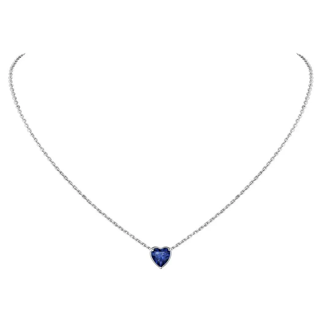 Women 925 Sterling Silver Birthstone Love Heart Necklace, Birthday Valentines Gift