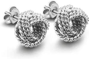 Women 925 Sterling Silver Love-Knot Earring Italian Design 0.35''& 0.43''Lightweight Twisted Love Knot Stud Earrings -Not Allergic Jewelry Gift