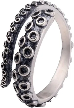Women Adjustable Octopus Punk Antique Style Octopus Tentacle Ring Unisex Devilfish Open Ring Jewelry Gift