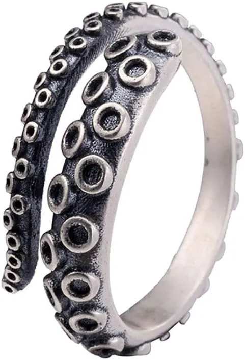 Women Adjustable Octopus Punk Antique Style Octopus Tentacle Ring Unisex Devilfish Open Ring Jewelry Gift