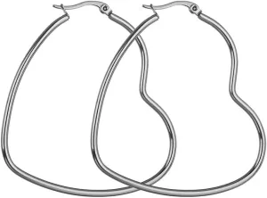 Women's 50mm Diameter Lightweight Hypoallergenic Surgical Stainless Steel Round Hoop Earrings Heart Hoop earrings