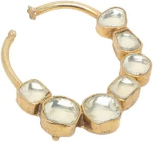 Women's Mixed Metal Artificial Kundan nose-ring - Traditional Jewellery Set for Women (White)