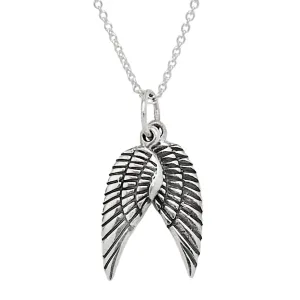 Women's Silver Necklace | 925 Sterling Silver Angel Wings Pendant on 45cm Chain Necklace for Women and Girls - Elegant Jewelry Gift