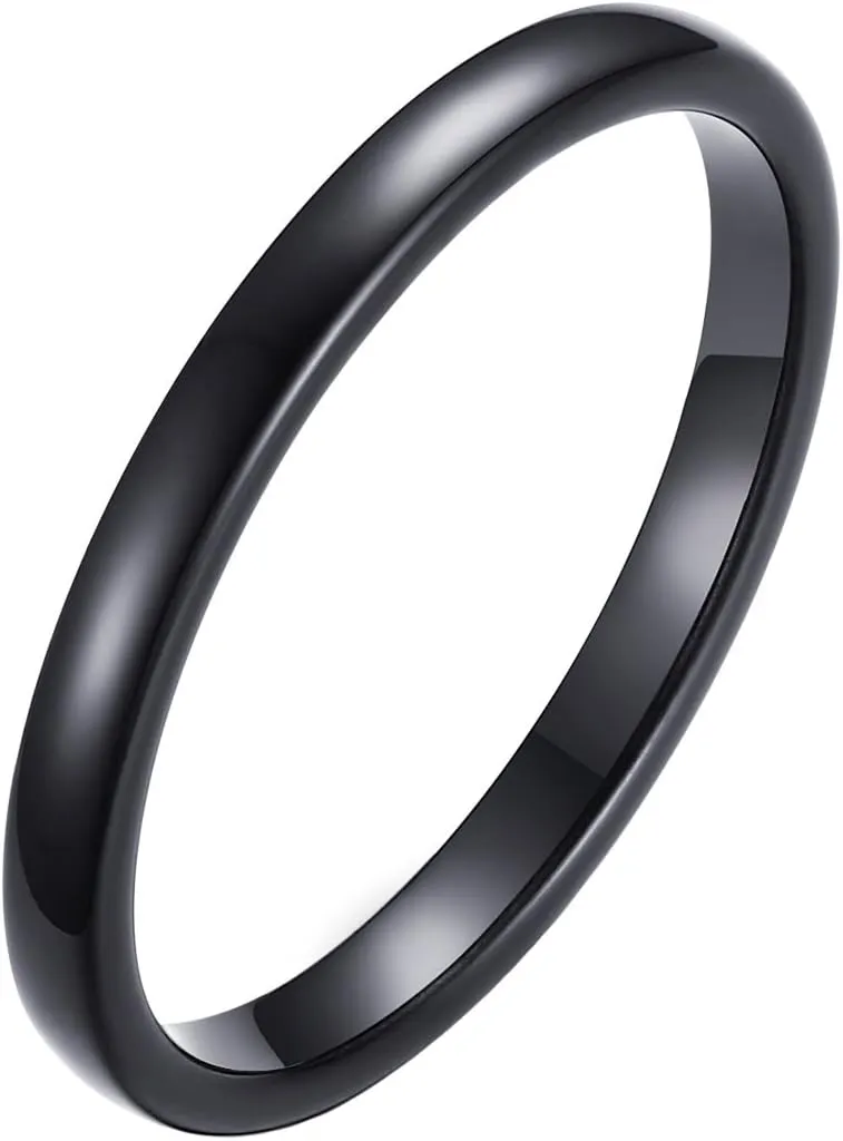 Women's Tungsten Carbide Domed Ring 2mm Engagement Wedding Band Silver Gold Black Colors