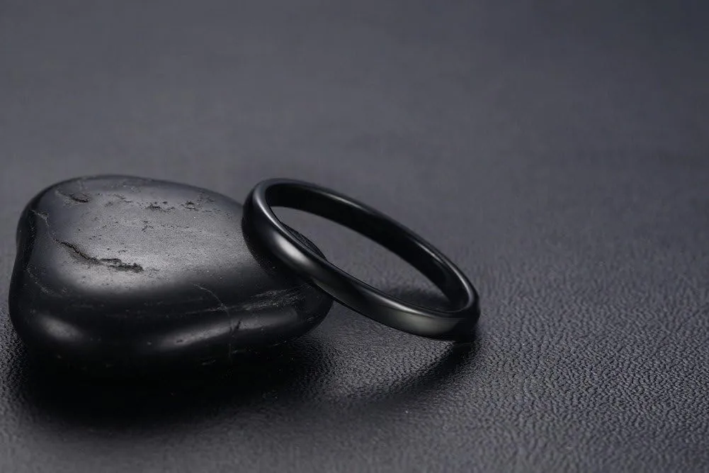 Women's Tungsten Carbide Domed Ring 2mm Engagement Wedding Band Silver Gold Black Colors