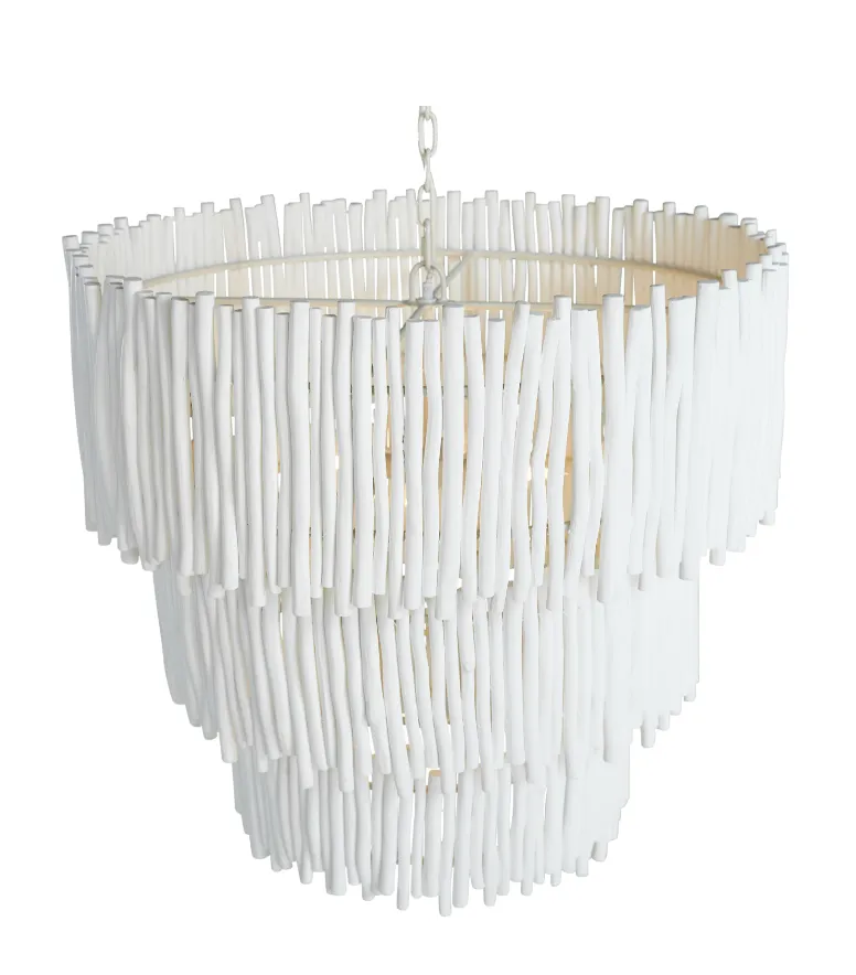 WOOD CANDLESTICK TIERED PENDANT WHITE