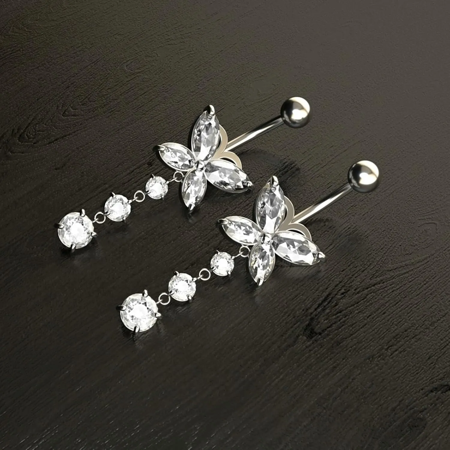 Wycian Cute Piercing Jewelry, Belly Rings Jewelry Cubic Zirconia Silver Surgical Steel Butterfly for Women Girls Body Piercing Jewelry