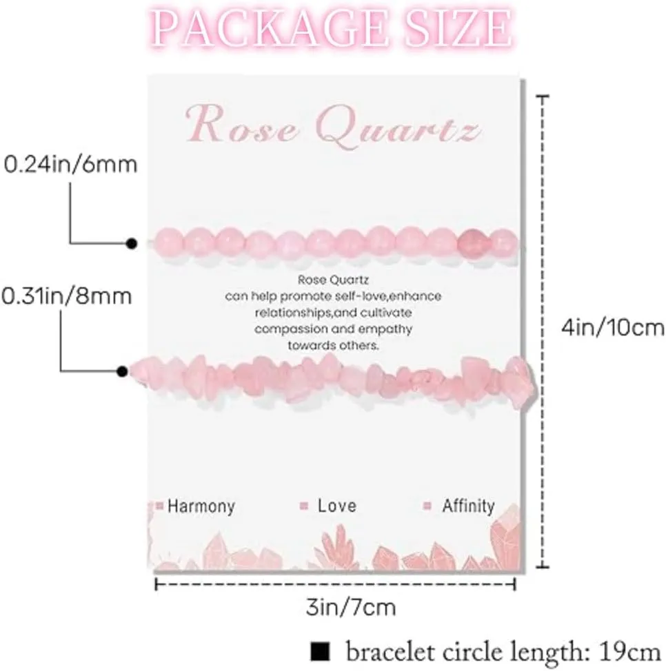 XAM 2Pcs Quartz Bracelets for Women Men Irregular Healing Crystal Stone Stretch Bracelets Colorful Natural Crystals Bracelet Rose Quartz Jewelry for Women