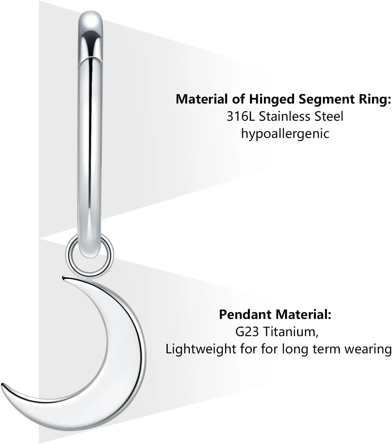 Xpircn Dangle Earrings for Women 316L Stainless Steel Small Hoop Earring with Charm Moon Earrings Gold Huggie Earrings