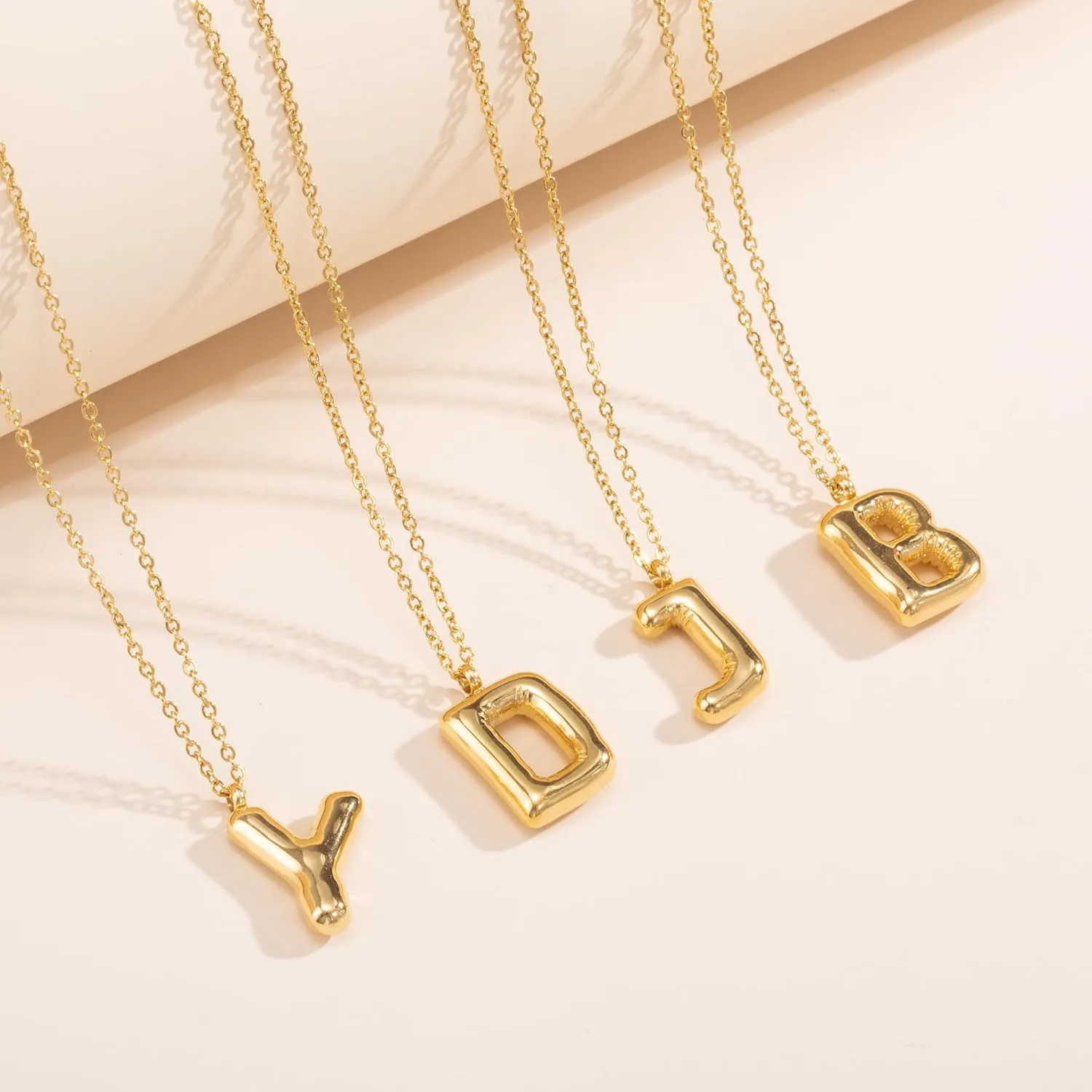 YeGieonr Gold Initial Necklaces for Women, Bubble Letter Pendant Necklace,Tarnish Free Stainless Steel Gold Necklace with Initials
