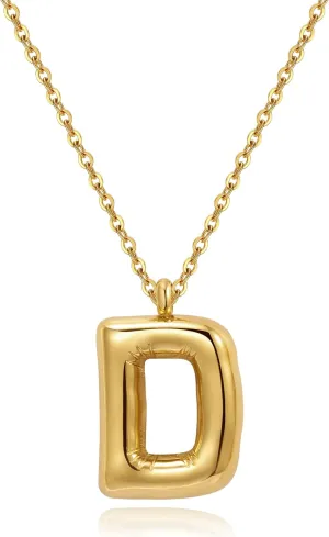 YeGieonr Gold Initial Necklaces for Women, Bubble Letter Pendant Necklace,Tarnish Free Stainless Steel Gold Necklace with Initials