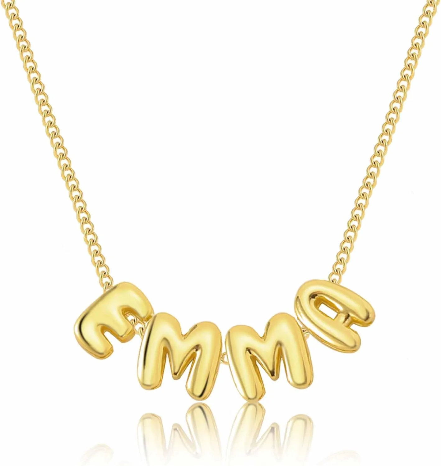 Yofair Name Necklace Personalized Custom Any Name Necklaces Jewelry 18K Gold Plated Nameplate Pendant Personalized Gift for Women