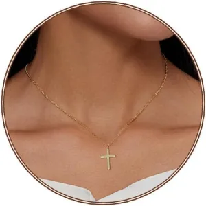 Zeffy Cross Necklace for Women,18K Gold/Silver Plated Tiny Cubic Zirconia Cross Pendant Necklace for Women Simple Layered Cross Necklaces for Women
