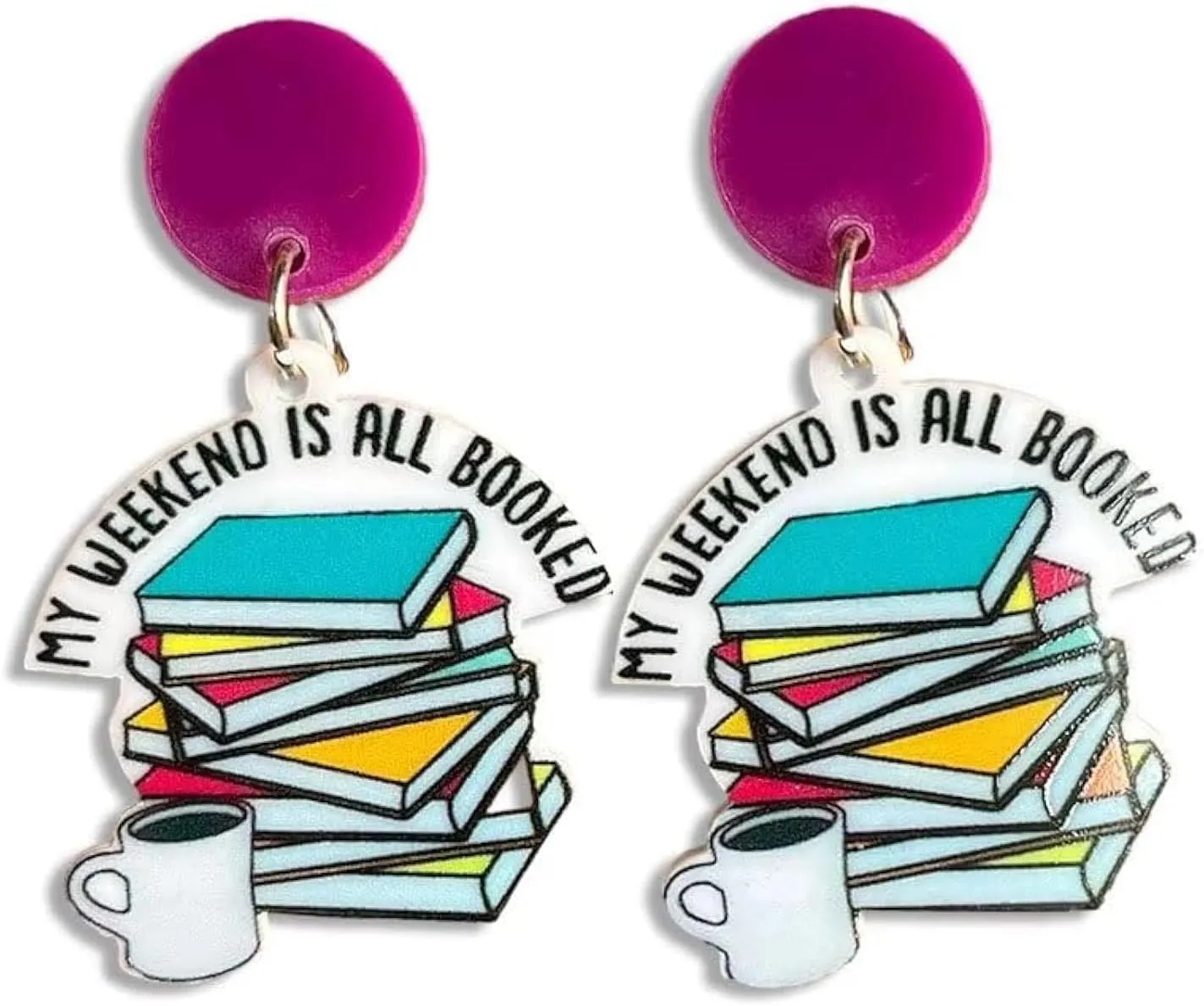 Zian Acrylic Reading Book Earrings Coffee Flowers Love Reading Earrings Student Teacher Earrings Teacher Gift