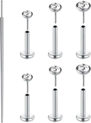 Zolure 18G/20G Flat Back Earrings Stud Threadless Nose Studs Surgical Steel Push in Earrings Tragus Cartilage Labret Helix Lip Conch Medusa Piercing Jewelry