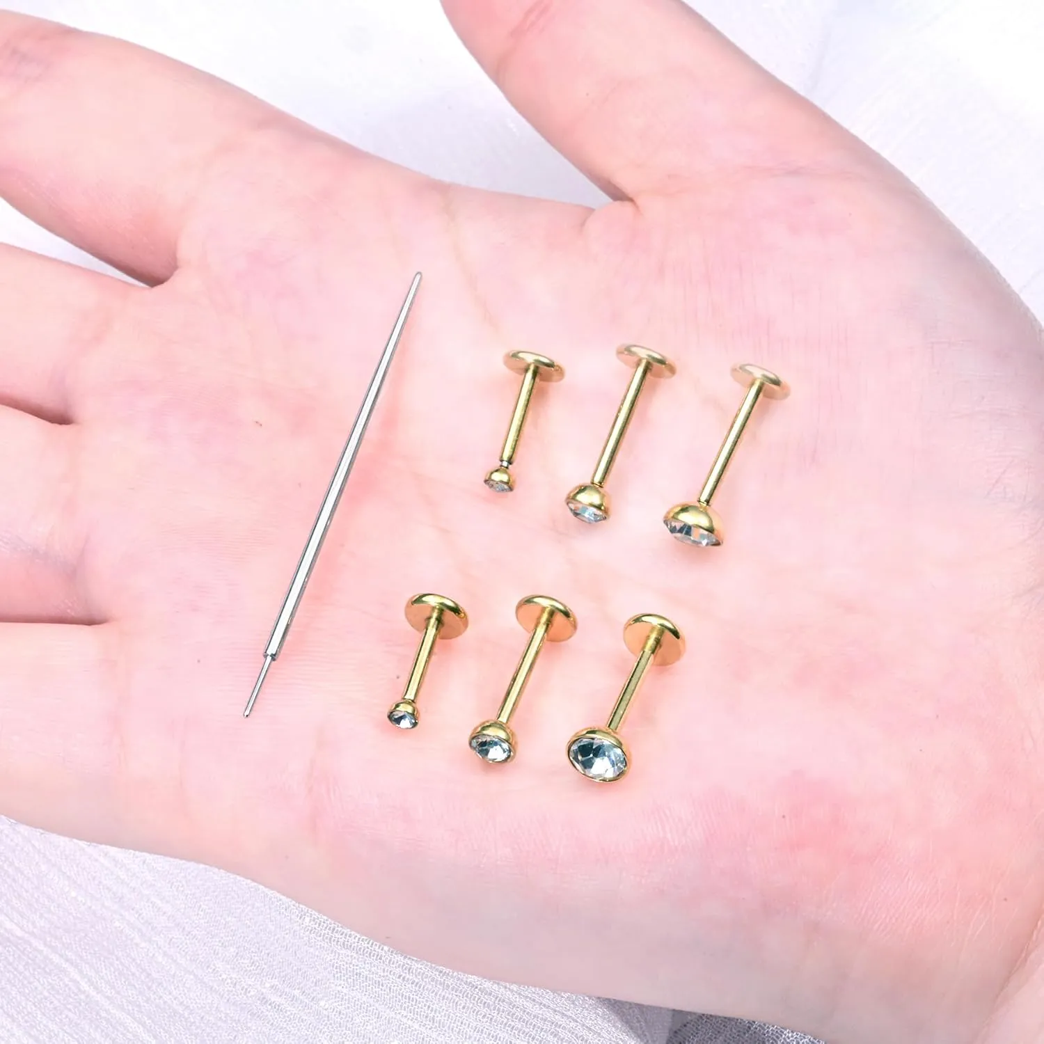 Zolure 18G/20G Flat Back Earrings Stud Threadless Nose Studs Surgical Steel Push in Earrings Tragus Cartilage Labret Helix Lip Conch Medusa Piercing Jewelry