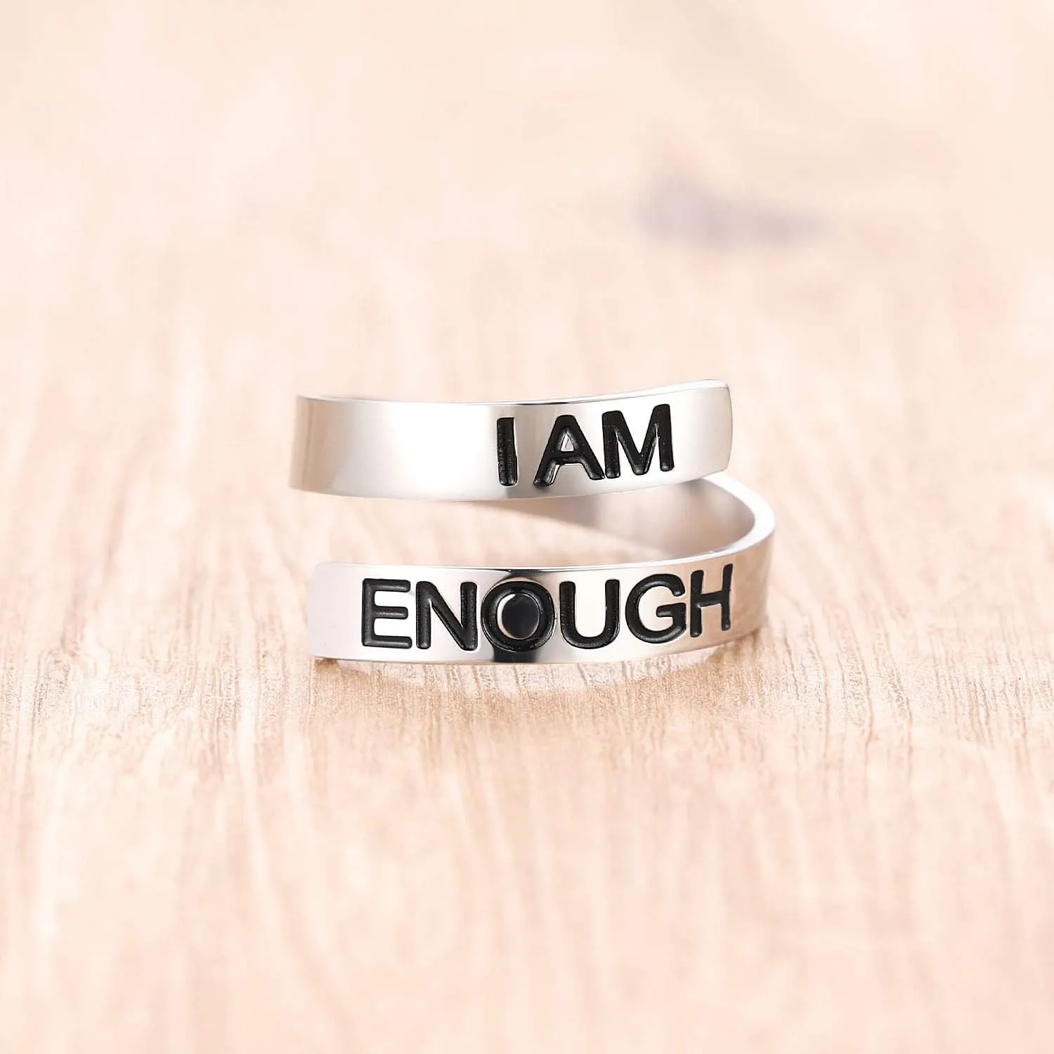 ZRAY Silver Keep Going Ring Inspirational Jewelry Stainless Steel Engraving Size Adjustable Personality Encouragement Gift for Women Teens Girls