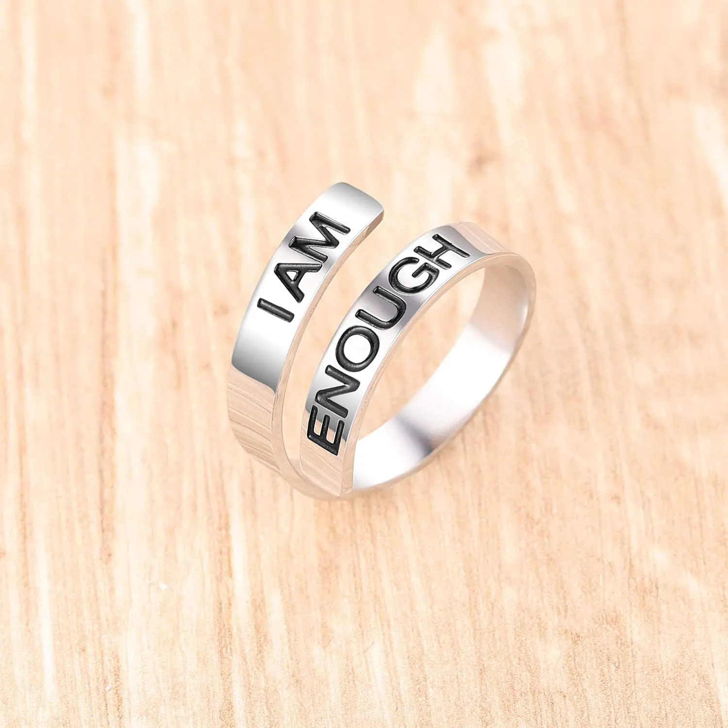 ZRAY Silver Keep Going Ring Inspirational Jewelry Stainless Steel Engraving Size Adjustable Personality Encouragement Gift for Women Teens Girls