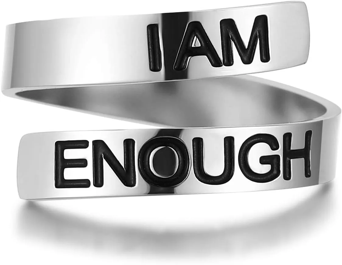 ZRAY Silver Keep Going Ring Inspirational Jewelry Stainless Steel Engraving Size Adjustable Personality Encouragement Gift for Women Teens Girls
